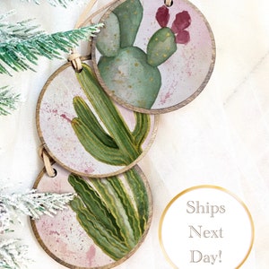 Cactus Ornament 3 piece set| Prickly pear | saguaro cactus | desert