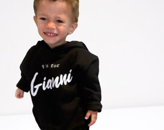 Kids LETTER Collection NAME Hoodie in Black - Toddler to Youth