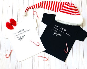 DEAR SANTA Collection NAME Tee in White - Christmas - Xmas