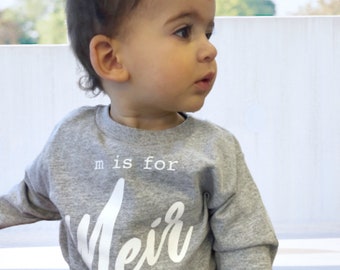 Toddler LETTER Collection NAME Long Sleeve Tee in Grey
