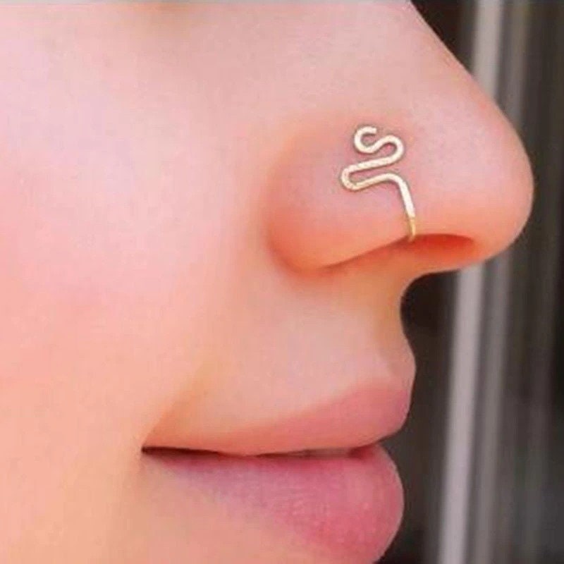 Gold Fake Nose Ring / Adjustable Nose Cuff No Piercing Etsy