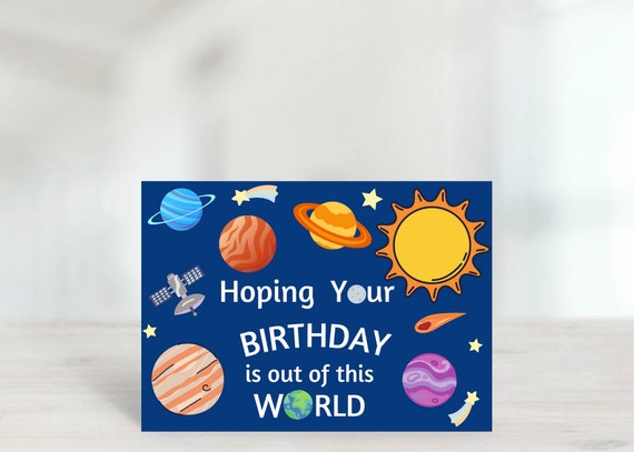 Out of This World Birthday Space Themed Birthday Card Planet Birthday Card  Digital Instant Download File 