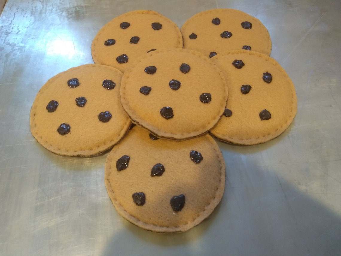 Felt Play Chocolate Chip Cookies Etsy