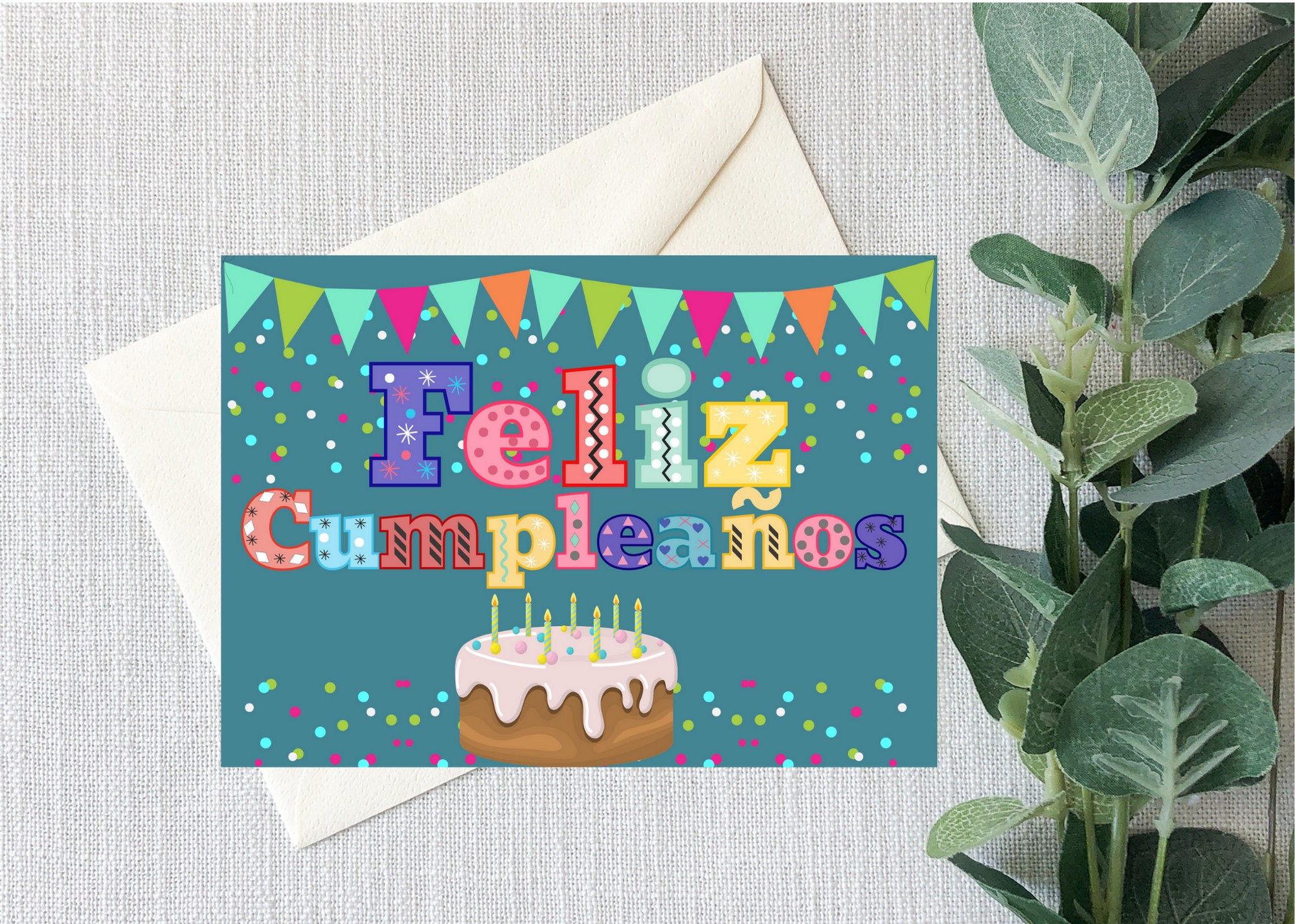 Feliz Cumpleanos Birthday Card Digital Editable Template - Etsy