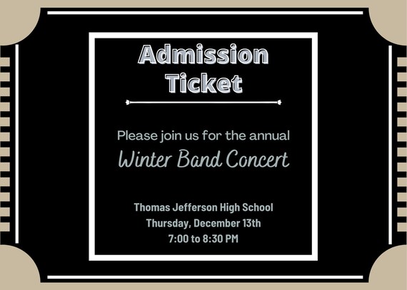 Band Concert Invitation Invitation To Concert Etsy