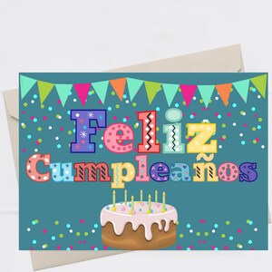 Feliz Cumpleanos Birthday Card Digital Editable Template With Instant ...