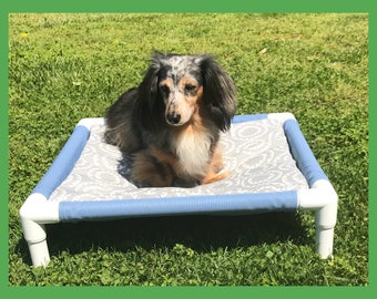 Pet Bed, Deluxe Indoor or Outdoor,  23 x 23 inch, PVC frame, 2 inch cushion, choice of fabrics.