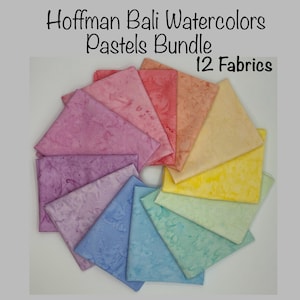 PASTELS Bundle Bali Watercolors by Hoffman, 12 Colors, Pick from 5 lengths, Style 1895, cotton, batik, dyed
