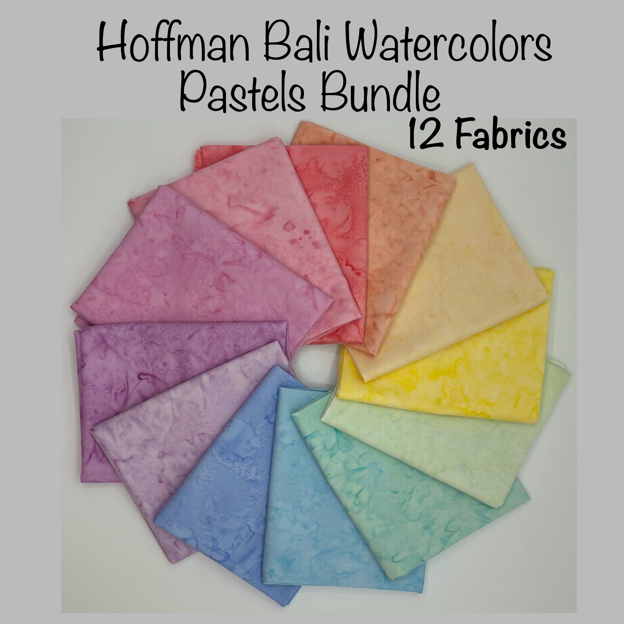 PASTELS Bundle Bali Watercolors by Hoffman, 12 Colors, Pick from 5 lengths, Style 1895, cotton, batik, dyed