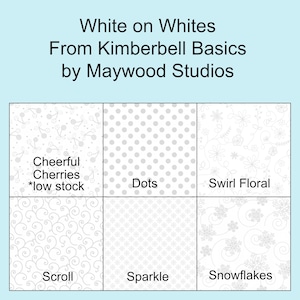 WHITE on WHITES Fabrics:  Dots, Snowflakes, Sparkles, Florals, Scroll