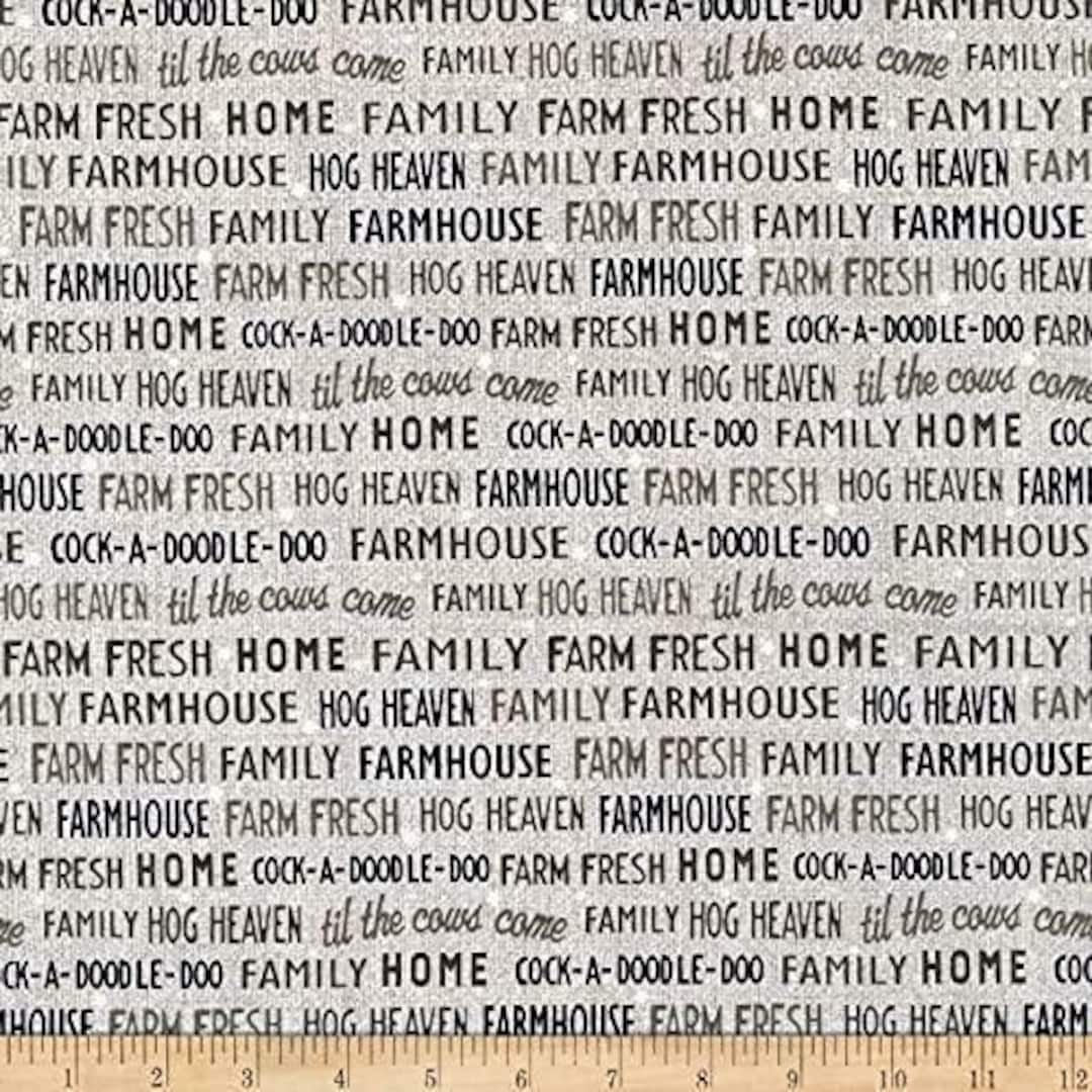 Farm Fresh Words, GRAY, Benartex, Words, Farm Etsy