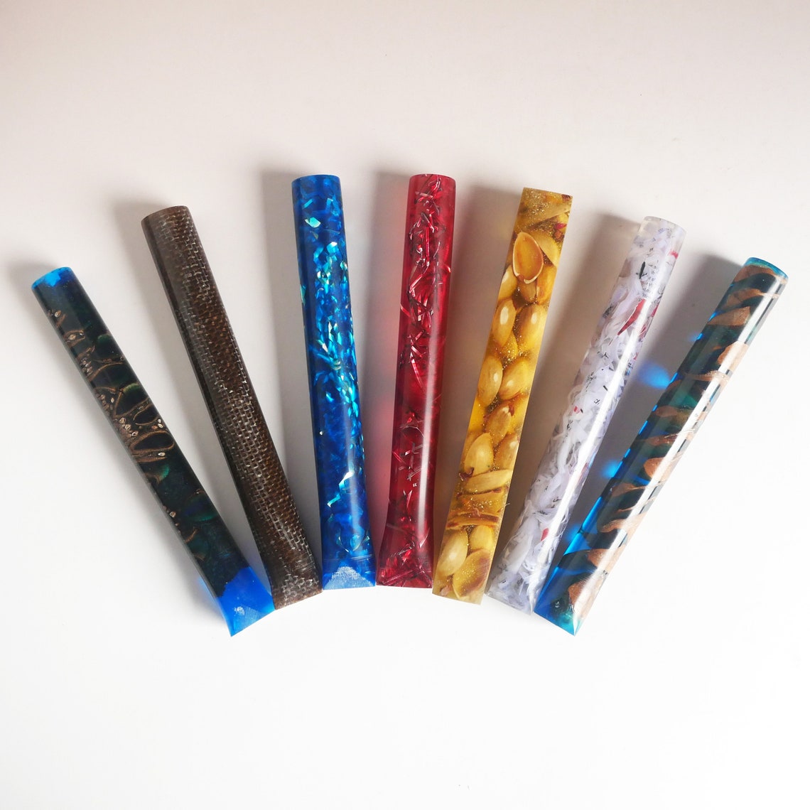 Pen blanks made of epoxy resin with different inserts Etsy
