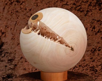 Cyclops Pac-Man bowl made from cherry laurel, natural finish