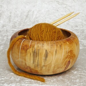 Wooden Yarn Bowl: Olive Wood Yarn Bowl at BeldiNest