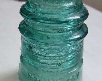 Antique Light Aqua Hemingray #12 Glass Insulator -  Pre 1941, Unique Sharp Drip Points, Good Antique Condition, Great Collectible Insulator!