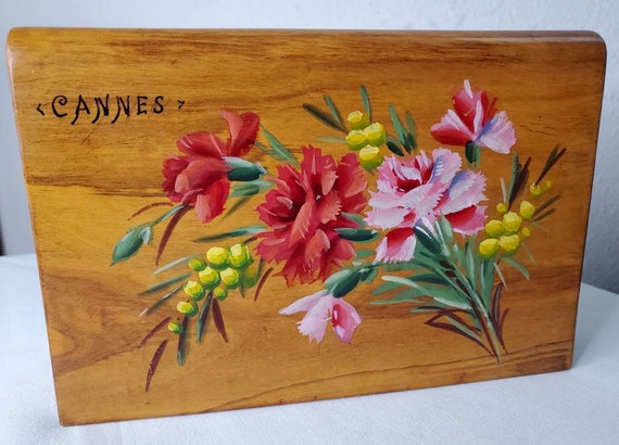 Antique Solid Wood Floral Cannes France Handcraft… - image 2