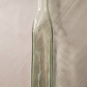 11&quot; Thick Light Aqua Glass Bottle with Air Bubbles - Heavyweight Glass Bottle, High Quality Collectible Antique Glass Bottle, FREE SHIPPING!