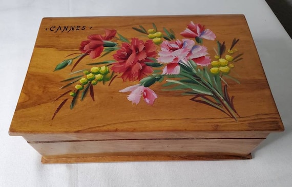 Antique Solid Wood Floral Cannes France Handcraft… - image 1