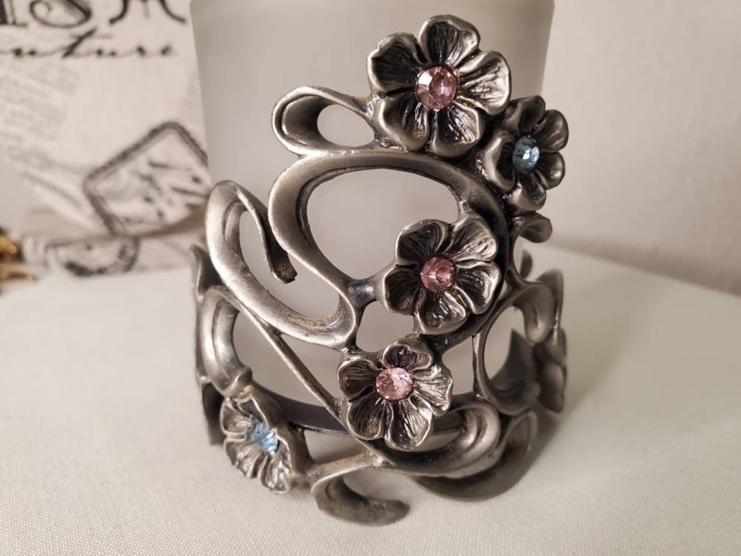 Partylite Floral Jeweled Frosted Glass Candle Holder Retired Etsy