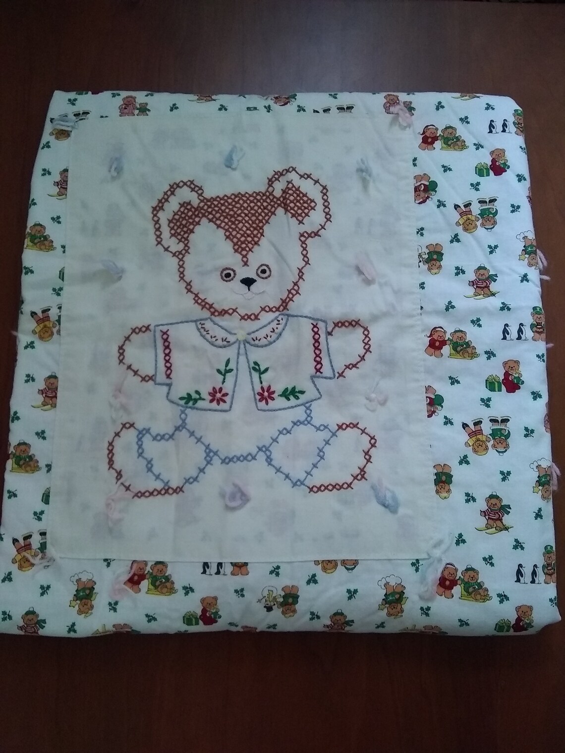 Teddy Bear Baby Blanket Large Vintage Handmade Baby Teddy Etsy