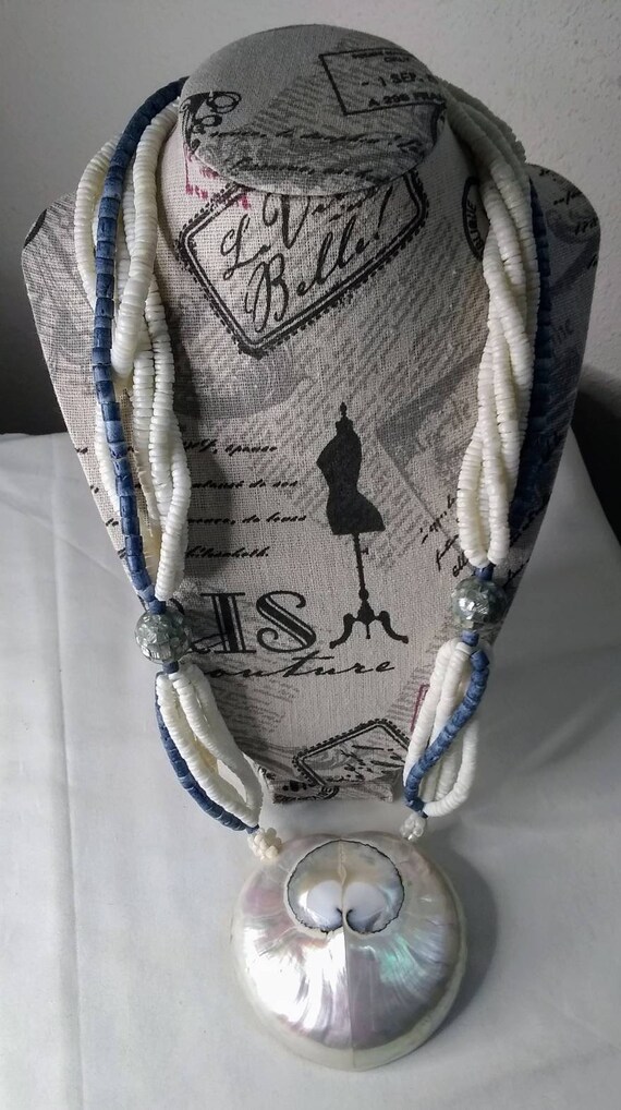 22" Pearlized Ammonite Fossil Statement Necklace … - image 5