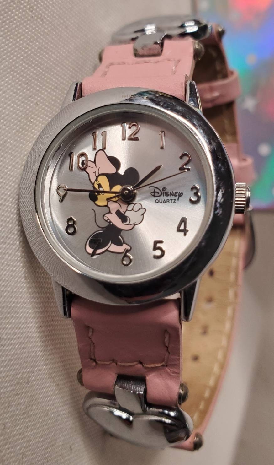 Pink Disney Parks Minnie Mouse Silver Toned Hearts Women s Wrist Watch Disney Parks Limited Edition Watch New Battery FREE SHIPPING Etsy