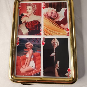 Vintage Marilyn Monroe Playing Cards in Mid century Brass Frame - Unique Marilyn Monroe Decor, Marilyn Monroe Playing Cards + FREE SHIPPING!