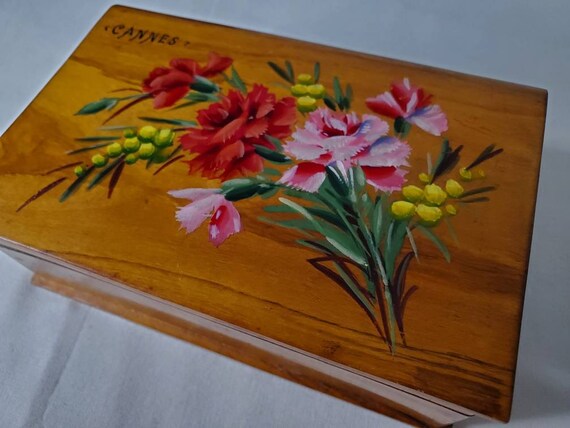 Antique Solid Wood Floral Cannes France Handcraft… - image 10