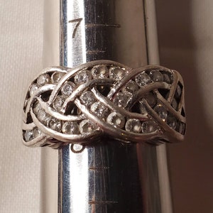 Braided Crossover CZ Sterling Silver Ring Size 7-3/4, Marked 925 Thailand/GsJ dqCZ, Beautiful Ornate Setting, Gift Box FREE SHIPPING image 8