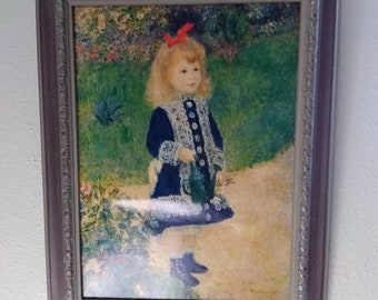 15" x 11-3/4" Pierre-Auguste Renoir A Girl with A Watering Can (1876) No.1870 Framed Print - Ornate Antiqued Frame + FREE SHIPPING!