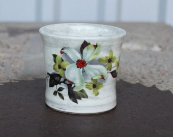 White Floral Whiskey Sipper / Small Cup / Stash Jar
