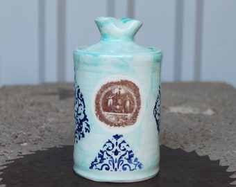 Turquoise/Cobalt Blue Storage Jar/Cannister