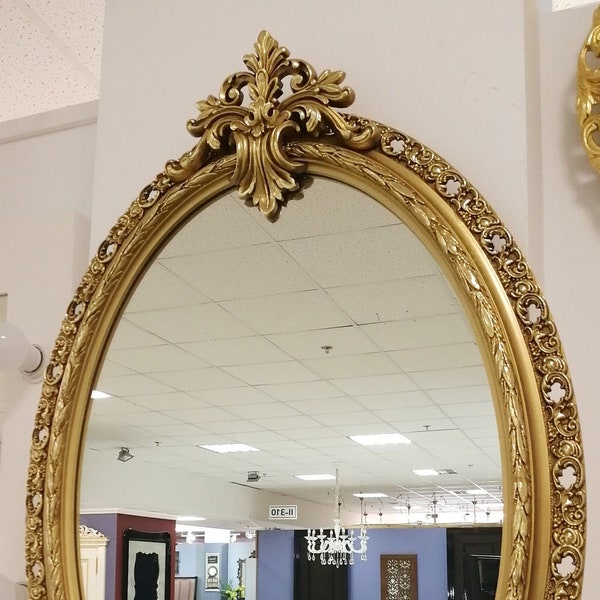 Ornate Antique Gold Wall Mirror, Wall mirror large, Wall mirror decor, Glass mirrors, Home gifts, Mirror Wall Art, Interior Gift, wood frame