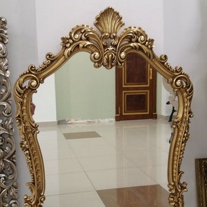 Ornate Antique Gold Wall Mirror, Wall mirror large, Wall mirror decor, Glass mirrors, Home gifts, Mirror Wall Art, Interior Gift, wood frame