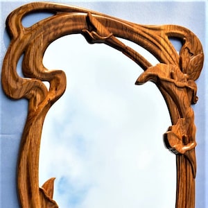 Carved wall mirror, wood Wall Mirror 36 inches