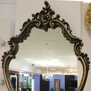 Sierlijke antieke gouden wandspiegel, wandspiegel groot, wandspiegel decor, glazen spiegels, huisgeschenken, spiegelmuurkunst, interieurcadeau, houten frame afbeelding 1