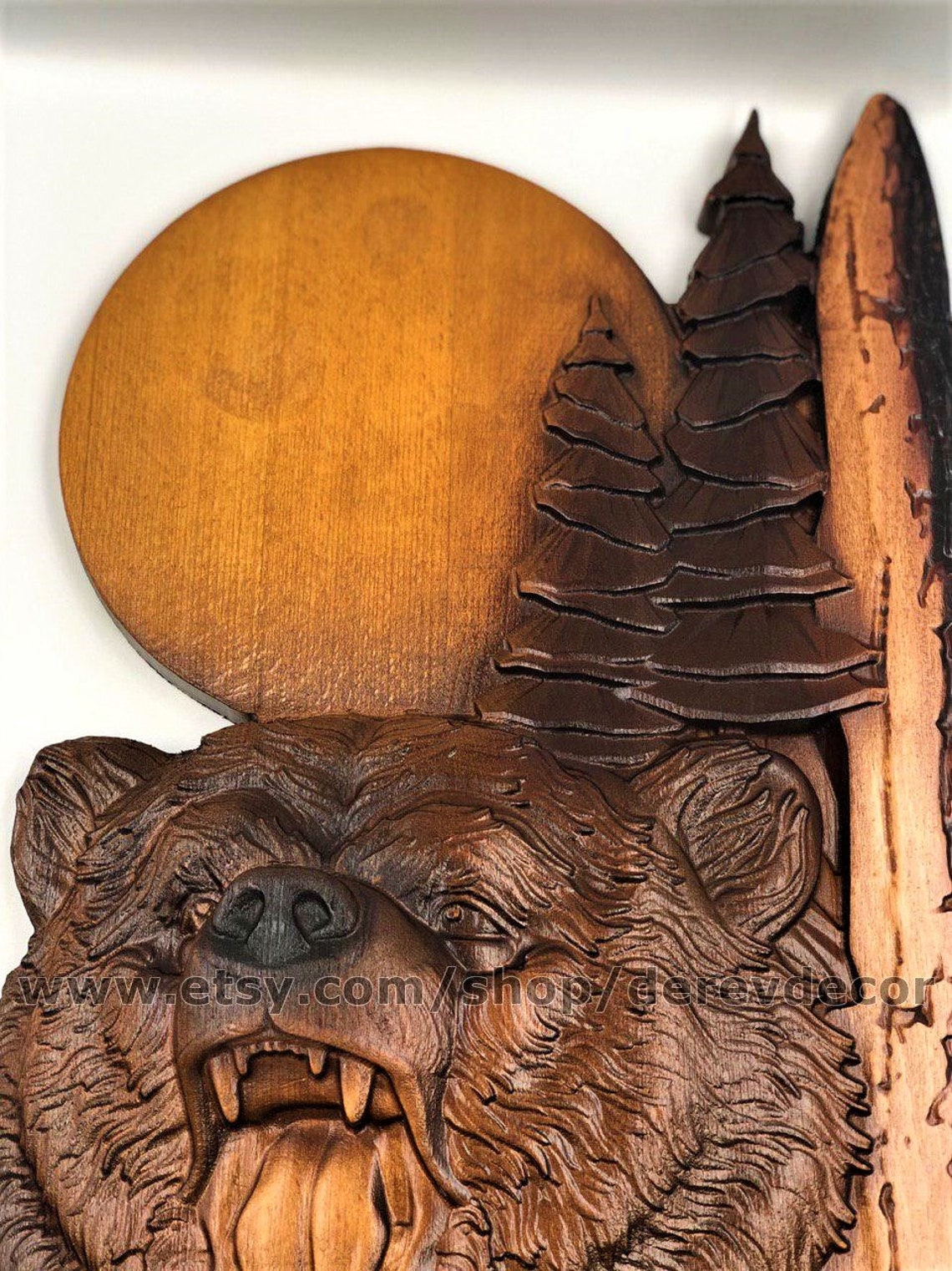 Personalized gift Grizzly bear carving Wood Carving with Etsy