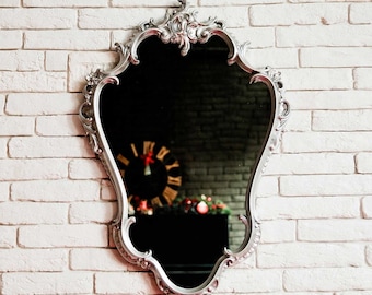 Silver Wall Mirror Wooden Frame, Vintage Hanging Mirrors for Bedroom Living-Room, Home Decor, Antique mirror, Decorative Baroque mirror