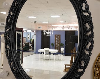 Ornate Antique black Wall Mirror, Wall mirror large, Wall mirror decor, Antique mirrors, Home gifts, Mirror Wall Art, Interior wood frame
