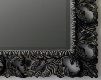 Ornate Antique Black Wall Mirror, Wall mirror large, Wall mirror decor, Glass mirrors, Home mirror, Mirror Wall, Interior Gift, wood frame