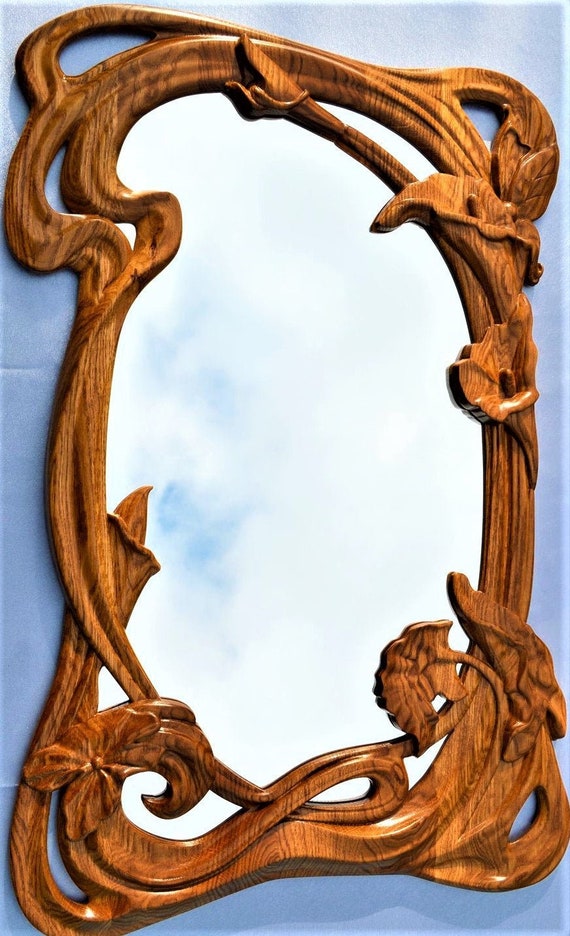 Carved wall mirror wood Wall Mirror Wall mirror large Wall Etsy