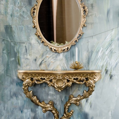 Antique Wood Gold Mirror Large Wall Mirror Oval Antique Etsy