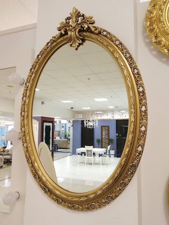 Ornate Antique Gold Wall Mirror, Giant Gold Wall Mirror