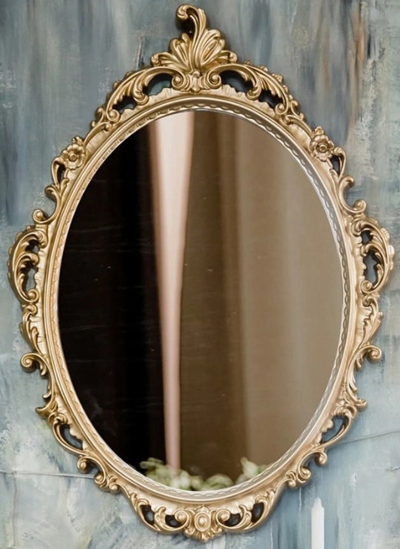 Antique Wood Gold Mirror Large Wall Mirror Oval Antique Etsy