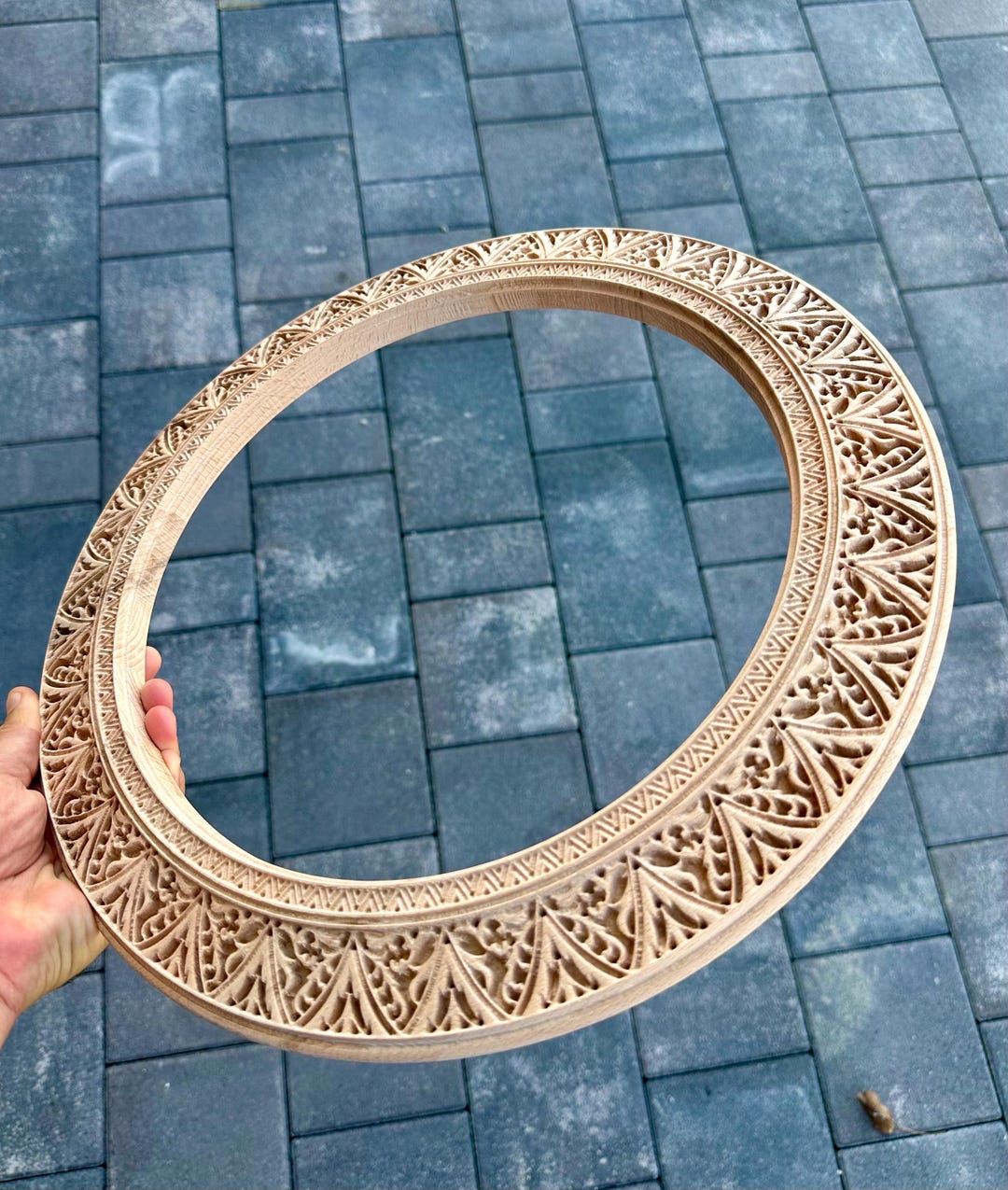 Artisanal Elegance: Unfinished Round Wooden Frame for Mirrors and Wall ...