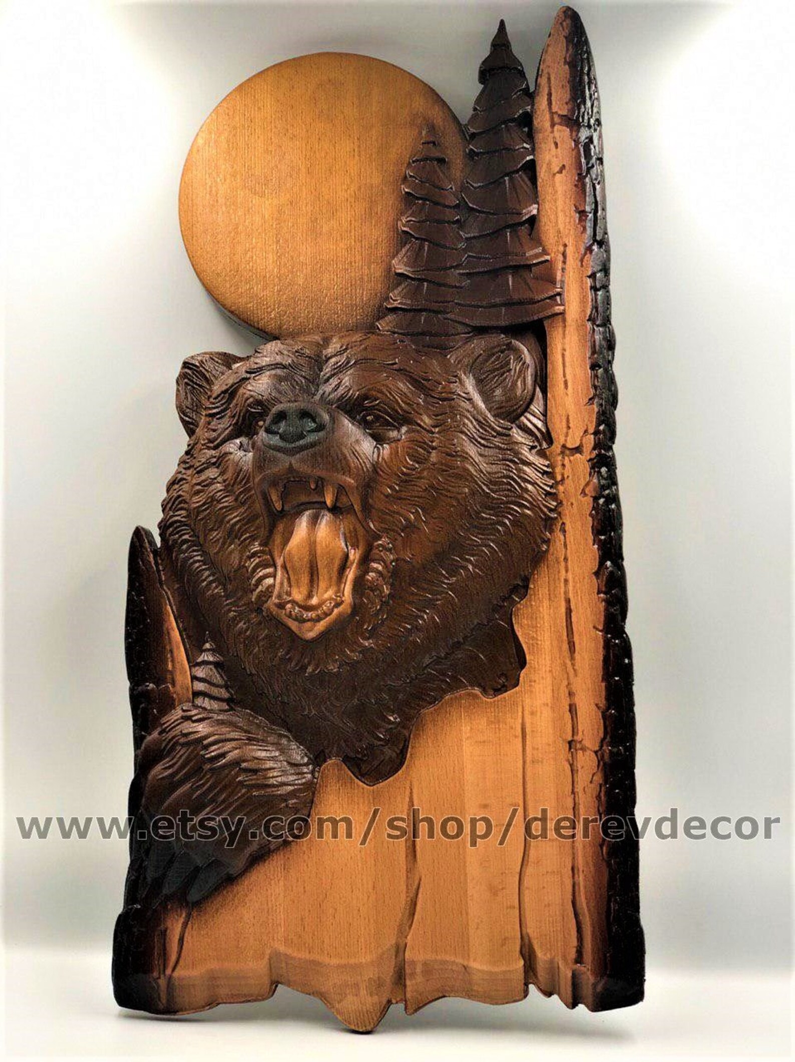 Personalized gift Grizzly bear carving Wood Carving with Etsy