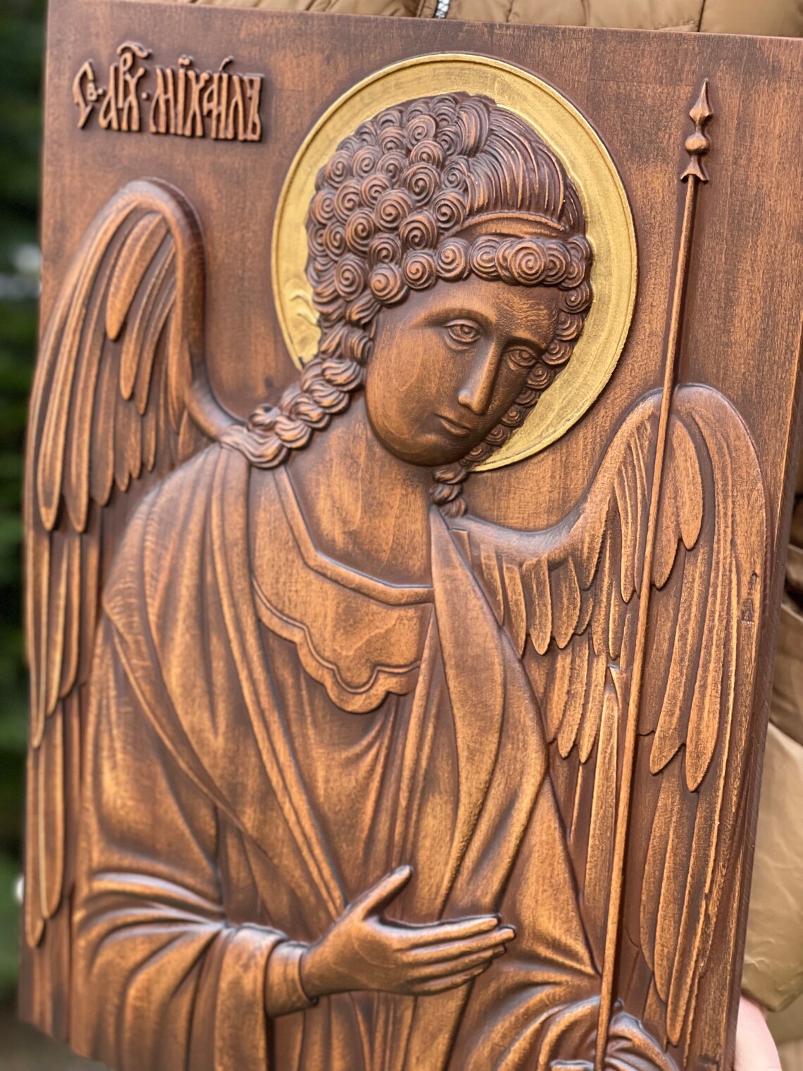 Woodcarved Angel Protector, Saint Michael's Blessing, Celestial Warrior ...