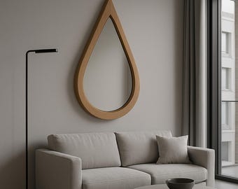 Hand-Carved Wooden Mirror with Design – Rustic Wall Decor in Multiple Sizes, Perfect for Home or Gift, Wall Decor, Wall Mirror Large