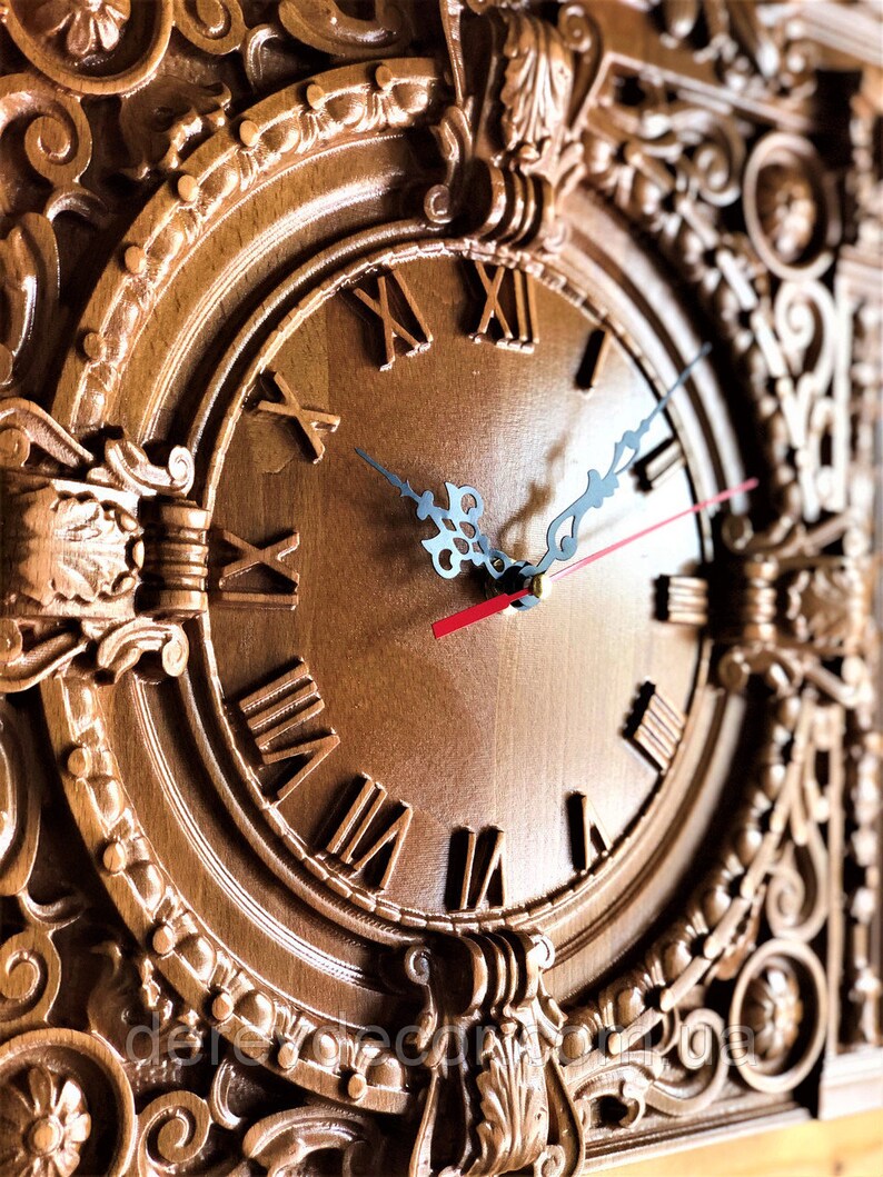 Decorative Wall Clock Stonebriar Old Fashioned 14 Inch Wood Etsy