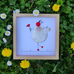 Girl Birthday Gift Art Seashell Picture Pebbles Sea Glass Framed Unique Personalized Gift Thank You Rose For You Unique Friendship Gift Art